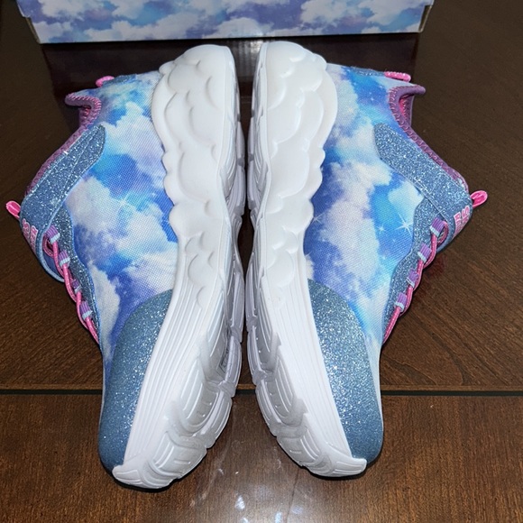 GIRLS' SKECHERS RAINBOW RACER LIGHT-UP WEDGE SNEAKERS NIB - Picture 4 of 8